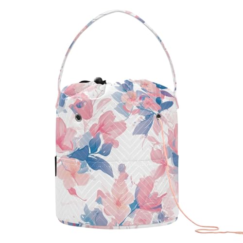 Abstrakte Aquarell-Blume, hellkorallenblau, Garn-Aufbewahrungstasche, tragbarer Garn-Aufbewahrungs-Organizer für Strickset, Bolso para manualidades Abstrakte Aquarell-Blume, hellkorallenblau, Garn-Aufbewahrungstasche, tragbarer Garn-Aufbewahrungs-Organizer für Strickset, Bolso para manualidades von KLL