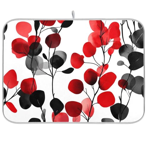 Abtropfgestell für Küchentheke, Geschirrtrockner, extra große Abtropfmatte für Geschirr, 45,7 x 61 cm, Rot und Schwarz Abtropfgestell für Küchentheke, Geschirrtrockner, extra große Abtropfmatte für Geschirr, 45,7 x 61 cm, Rot und Schwarz von KLL
