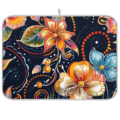 Abtropfmatte für Küchentheke, tropischer Wind von hellen Blumen, Küchenutensilien, Abtropfmatten für Geschirr, groß, 45,7 x 61 cm Abtropfmatte für Küchentheke, tropischer Wind von hellen Blumen, Küchenutensilien, Abtropfmatten für Geschirr, groß, 45,7 x 61 cm von KLL