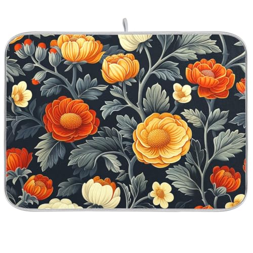 Abtropfmatte mit floralem Sommer-Design, buntes Küchenzubehör für Arbeitsplatte, Abtropfmatte und Regal, extra große Abtropfmatte, 45,7 x 61 cm von KLL