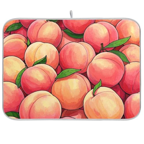 Abtropfmatte mit niedlichem Cartoon-Motiv, Obst-Pfirsichflasche, Abtropfmatte für Küchentheke, extra groß, 45,7 x 61 cm von KLL