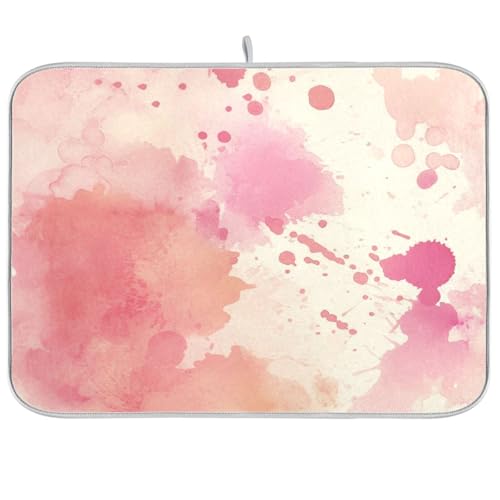 Aquarell Abstrakte Spritztinte, Pfirsich-Küchenmatte, Theke, Abtropfmatte für Küche, Theke, Abtropfmatten für Küche, 45,7 x 61 cm, 45,7 x 61 cm von KLL