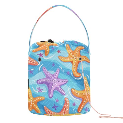 Aufbewahrungsbeutel mit Seestern-Design, mit Löchern, Häkeltasche, Organizer für Stricknadeln, Blau von KLL