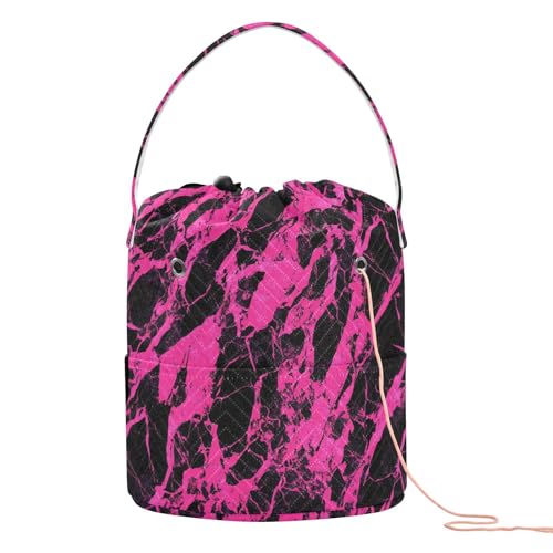 Aufbewahrungstasche mit unregelmäßiger Marmorstruktur, tragbar, für Häkelzubehör, Organizer für Strickset, Schwarz / Rosa Aufbewahrungstasche mit unregelmäßiger Marmorstruktur, tragbar, für Häkelzubehör, Organizer für Strickset, Schwarz / Rosa von KLL