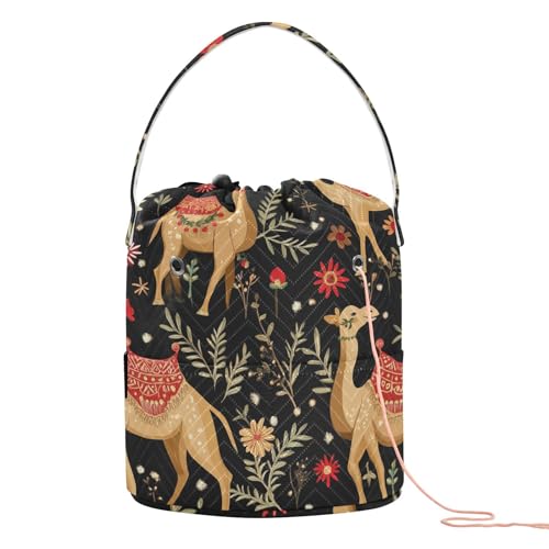 Aufbewahrungstasche mit weihnachtlichem Blumenmuster, Kamelgarn, mit Löchern, Tasche mit Garn für Strickwerkzeuge, Bolso Para Tejido Aufbewahrungstasche mit weihnachtlichem Blumenmuster, Kamelgarn, mit Löchern, Tasche mit Garn für Strickwerkzeuge, Bolso Para Tejido von KLL
