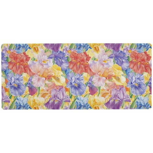 Beauty Spring Flowers Tennessee Iris unwaschbar niedliches Mauspad für Schreibtische, dünnes großes Mauspad, 80 x 30 cm von KLL