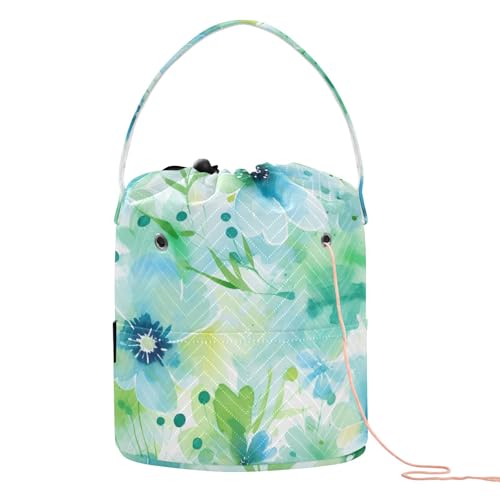 Blau-grüne Aquarell-Blume, Häkelaufbewahrung, tragbarer Garn-Aufbewahrungs-Organizer für Kunstbedarf, Artikulos zum Häkeln Blau-grüne Aquarell-Blume, Häkelaufbewahrung, tragbarer Garn-Aufbewahrungs-Organizer für Kunstbedarf, Artikulos zum Häkeln von KLL