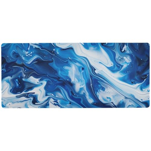 Blaues Ölgemälde-Mauspad für die Arbeit, tragbar, großes Schreibtisch-Mauspad, Schreibtischmatte, 80 x 30 cm von KLL