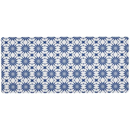 Blaues und weißes traditionelles Muster, wasserdicht, großes Schreibtisch-Mauspad für den Schreibtisch, glattes großes Mauspad, Gaming, 80 x 30 cm von KLL