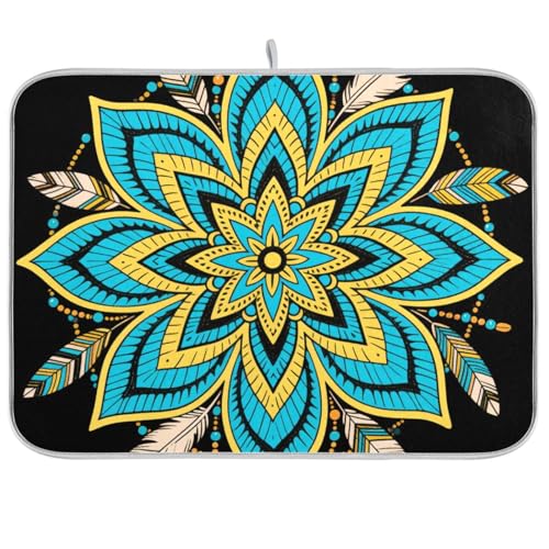 Böhmische Mandala-Blume, blau-gelb, Küchen-Abtropfmatte, Abtropfmatte für Küche, 45,7 x 61 cm, 45,7 x 61 cm, 45,7 x 61 cm Böhmische Mandala-Blume, blau-gelb, Küchen-Abtropfmatte, Abtropfmatte für Küche, 45,7 x 61 cm, 45,7 x 61 cm, 45,7 x 61 cm von KLL