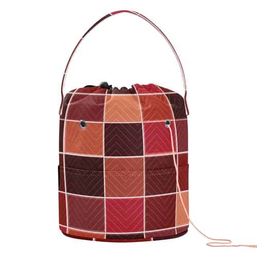 Buffalo Plaid Check Burgunderrot Häkeltasche mit Löchern Häkelnadeltasche zum Stricken Kit para tejer von KLL
