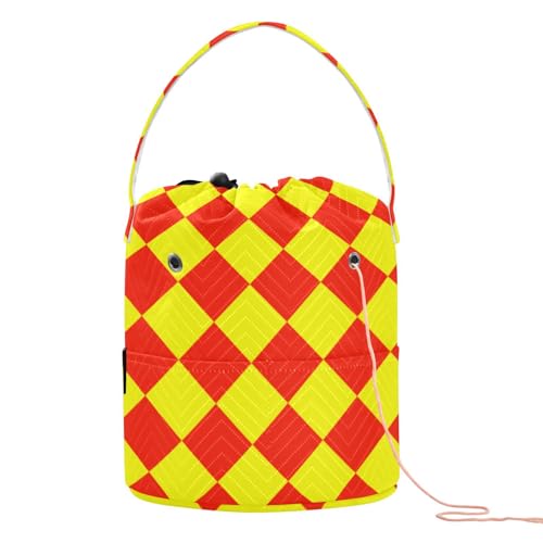 Buffalo Plaid Diamant rot gelb Häkeltasche tragbare kleine Häkeltasche für Stricknadeln von KLL