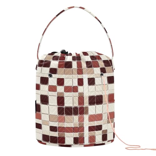 Buffalo Plaid Karo Weiß Burgunderrot Aufbewahrungstasche mit Löchern Garn Taschen Häkeln für Strickset Set de Crochet Para Tejer von KLL