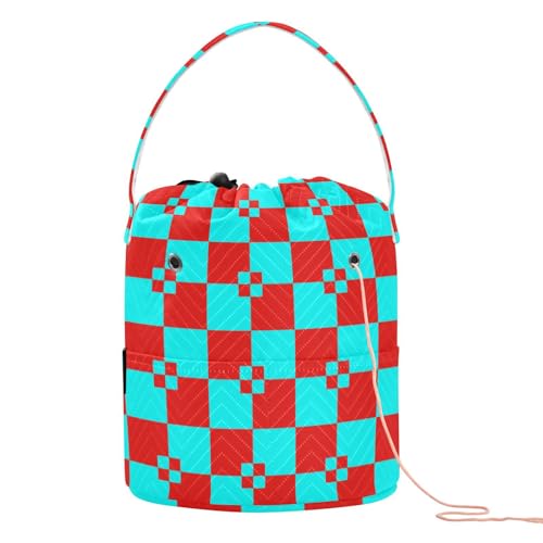 Buffalo Plaid Red Cyan Travel Storage with Holes Knitting Needle Storage for Knitting Tool estambres para tejer Crochet von KLL