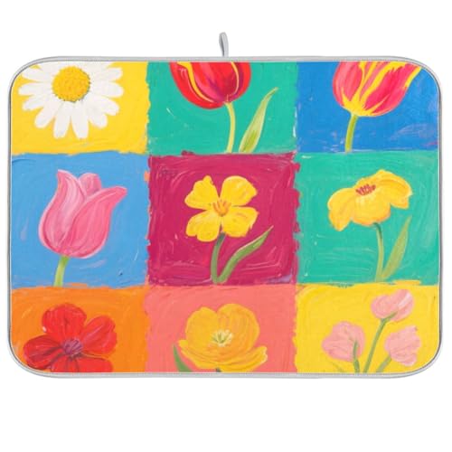 Bunte Blumen-Karomuster saugfähige Küchenmatte Geschirrtrockner Tuch große Abtropfmatte 45,7 x 61 cm Bunte Blumen-Karomuster saugfähige Küchenmatte Geschirrtrockner Tuch große Abtropfmatte 45,7 x 61 cm von KLL
