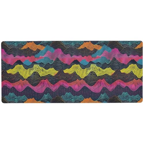 Bunte Wellen, waschbare Tastatur und Mauspad für den Schreibtisch, glattes Gaming-Mauspad, groß, 80 x 30 cm Bunte Wellen, waschbare Tastatur und Mauspad für den Schreibtisch, glattes Gaming-Mauspad, groß, 80 x 30 cm von KLL