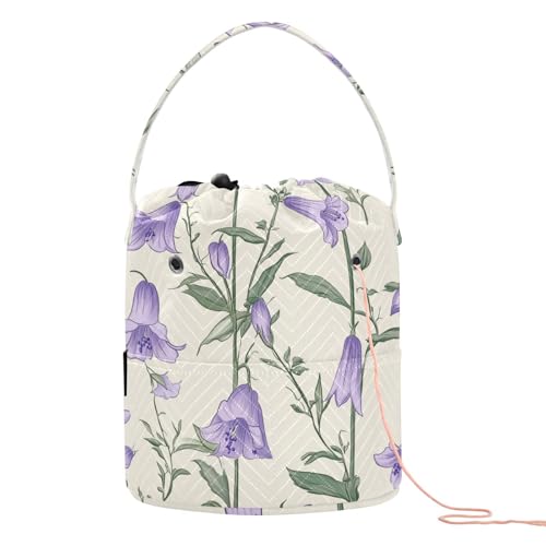 Campanula Rotundifolia Häkeltaschen mit Blumen, tragbare Strickprojekttaschen für Nadelhalter, Bolsas para hilos de Crochet Campanula Rotundifolia Häkeltaschen mit Blumen, tragbare Strickprojekttaschen für Nadelhalter, Bolsas para hilos de Crochet von KLL