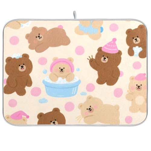 Cartoon-Teddybär, wasserabsorbierende Pads für Küche, Geschirrspülen, Trockner, Matte, Jumbo, 45,7 x 61 cm Cartoon-Teddybär, wasserabsorbierende Pads für Küche, Geschirrspülen, Trockner, Matte, Jumbo, 45,7 x 61 cm von KLL