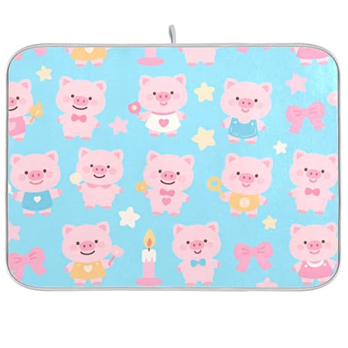 Cartoon niedliche rosa Schweinchen Arbeitsplatte Schutzmatte Geschirrabtropfmatte große Abtropfmatte für Geschirr 45,7 x 61 cm Cartoon niedliche rosa Schweinchen Arbeitsplatte Schutzmatte Geschirrabtropfmatte große Abtropfmatte für Geschirr 45,7 x 61 cm von KLL