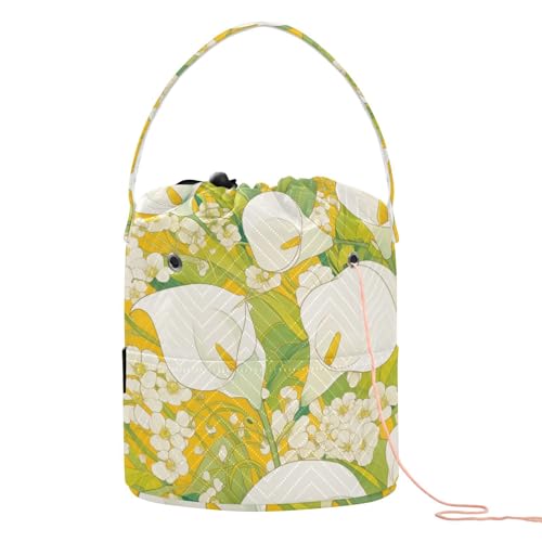 Chic Calla Lily Häkeltaschen mit Löchern, Zitronengelb, Hellgrün, Häkelbedarf, Organizer für Strickset, Para Croche von KLL