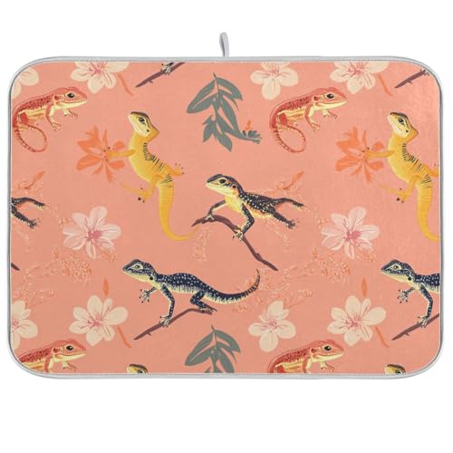Chic Lizard Reptile Peach Dish Mat Kitchen Countertop Protector Mat Kitchen Gadgets Heat Resistant 18 x 24 von KLL