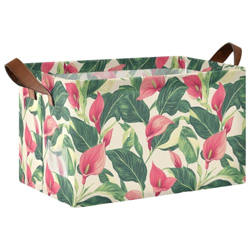 Chic rote Calla-Lilien-Stoffkörbe, faltbare Stoff-Aufbewahrungskörbe mit Griffen, faltbarer Schrank-Organizer für Regale für Schlafzimmer, Büro, Schrank, Kleidung, Kinderzimmer, 2 Stück Chic rote Calla-Lilien-Stoffkörbe, faltbare Stoff-Aufbewahrungskörbe mit Griffen, faltbarer Schrank-Organizer für Regale für Schlafzimmer, Büro, Schrank, Kleidung, Kinderzimmer, 2 Stück von KLL