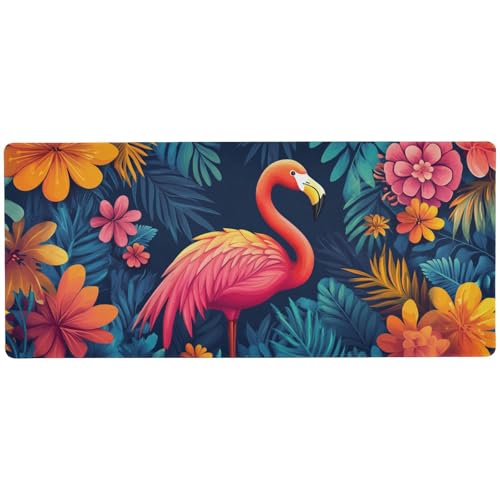 Computer-Mauspad im Bohemian-Stil, Flamingo-Blumen-Design, flaches Design, lebendige Farben, wasserdicht, Computer-Mauspad für Studio, unwaschbar, Tastatur-Mauspad, 80 x 30 cm Computer-Mauspad im Bohemian-Stil, Flamingo-Blumen-Design, flaches Design, lebendige Farben, wasserdicht, Computer-Mauspad für Studio, unwaschbar, Tastatur-Mauspad, 80 x 30 cm von KLL