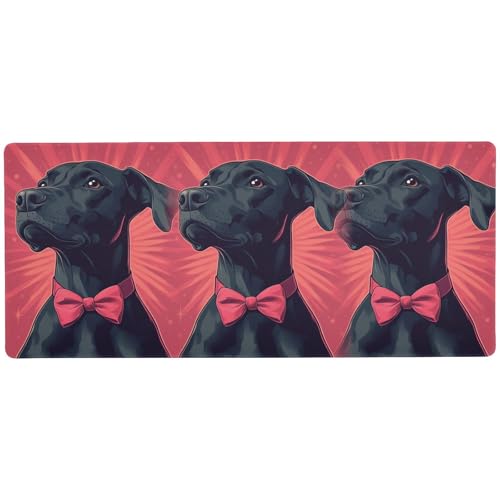 Cooles Dobermann Pinsche Dog rot Flashy Gamer-Mauspad für die Arbeit dünnes großes Schreibtisch-Mauspad Schreibtischunterlage 80 x 30 cm von KLL