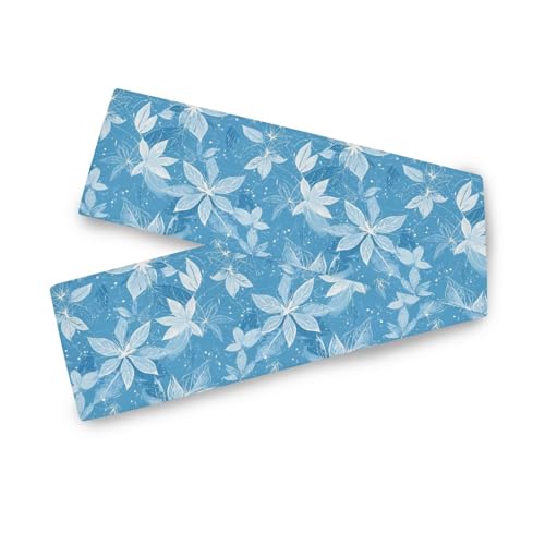 Dekorativer Boho-Tischläufer mit weihnachtlichem Blumenmuster, 33 x 177,8 cm, wiederverwendbare Stoff-Tischläufer, Camino para mesa de comedor, 177,8 cm lang, Hellblau von KLL