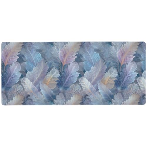 Dreamy Feather elegantes blaues langes Mauspad für den Schreibtisch, tragbares Schreibtisch-Mauspad, 80 x 30 cm von KLL