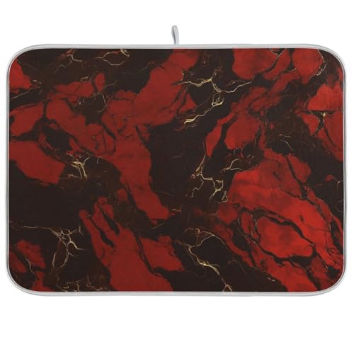 Dunkelrote Marmor-Textur-Trockner, Küchenmatte, Geschirrtrockner, Abtropfmatte, 45,7 x 61 cm, 45,7 x 61 cm Dunkelrote Marmor-Textur-Trockner, Küchenmatte, Geschirrtrockner, Abtropfmatte, 45,7 x 61 cm, 45,7 x 61 cm von KLL