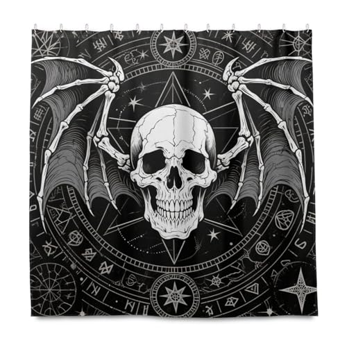 Duschvorhang, Gothic-Stil, schwarzes Skelett-Roulette, dekoratives wasserabweisendes Material, mit Haken, Polyester, waschbares Stoffmaterial, Duschvorhänge, Auskleidung für Badezimmer-Accessoires Duschvorhang, Gothic-Stil, schwarzes Skelett-Roulette, dekoratives wasserabweisendes Material, mit Haken, Polyester, waschbares Stoffmaterial, Duschvorhänge, Auskleidung für Badezimmer-Accessoires von KLL