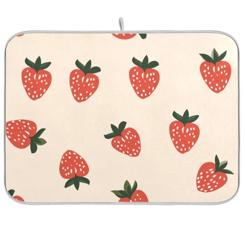 Erdbeer-Küchen-Pads für Theke, Geschirrtrockner, Abtropfmatte, XL, 45,7 x 61 cm von KLL