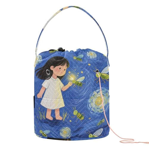 Firefly Girl blaue Häkeltasche mit Löchern, kleine Garnaufbewahrung für Strickwerkzeuge, Gancho para tejer Firefly Girl blaue Häkeltasche mit Löchern, kleine Garnaufbewahrung für Strickwerkzeuge, Gancho para tejer von KLL
