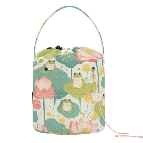 Frischer Frühling, niedliche Frösche, Blumen, Häkeltaschen, tragbare Häkelprojekt-Taschen für Strickwerkzeuge, Artikulos para Crochet Frischer Frühling, niedliche Frösche, Blumen, Häkeltaschen, tragbare Häkelprojekt-Taschen für Strickwerkzeuge, Artikulos para Crochet von KLL
