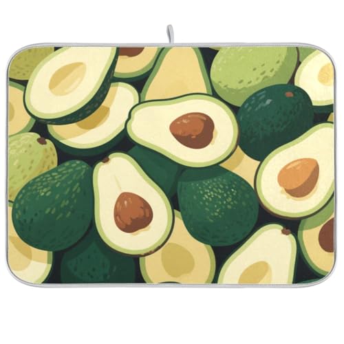 Fritteuse mit Cartoon-Avocado-Früchten, hitzebeständige Matte, Geschirrmatte, groß, 45,7 x 61 cm, Grün von KLL