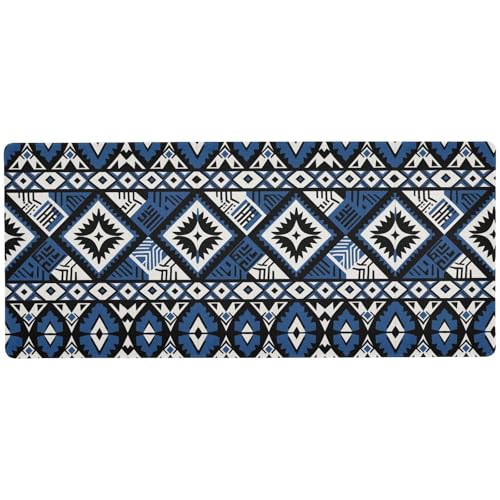 Gaming-Mauspad im Ethno-Stil, geometrisches Muster, blau, auffällig, groß, für den Schreibtisch, rutschfest, 80 x 30 cm Gaming-Mauspad im Ethno-Stil, geometrisches Muster, blau, auffällig, groß, für den Schreibtisch, rutschfest, 80 x 30 cm von KLL