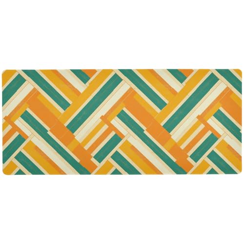 Gaming-Mauspads für Schreibtische, geometrisches gerades Linienmuster, unwaschbar, 80 x 30 cm, Orange und Grün Gaming-Mauspads für Schreibtische, geometrisches gerades Linienmuster, unwaschbar, 80 x 30 cm, Orange und Grün von KLL