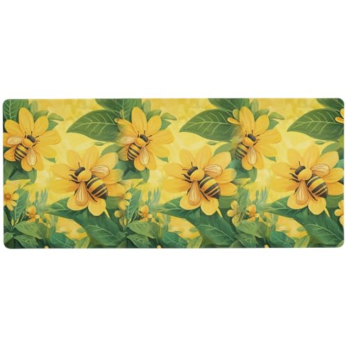 Gelbe Blumen Bienen grüne Blätter Frühling Multifunktionales großes Mauspad für Schreibtisch zum Schreiben tragbare Matte für Tastatur und Tier 80 x 30 cm Gelbe Blumen Bienen grüne Blätter Frühling Multifunktionales großes Mauspad für Schreibtisch zum Schreiben tragbare Matte für Tastatur und Tier 80 x 30 cm von KLL