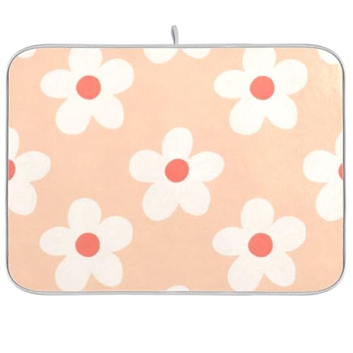 Geschirrabtropfer, Cartoon-Motiv, niedlich, Blumen, Pfirsichform, Tuch, XL, Abtropfmatten für Küche, 45,7 x 61 cm Geschirrabtropfer, Cartoon-Motiv, niedlich, Blumen, Pfirsichform, Tuch, XL, Abtropfmatten für Küche, 45,7 x 61 cm von KLL