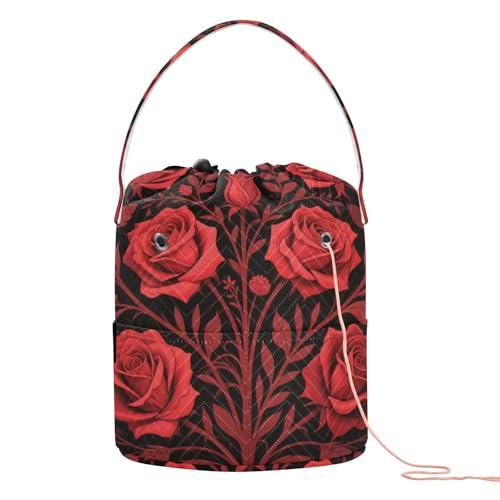 Gotische rote Rosen Basteltasche mit Löchern, Strickzubehör für Strickset, Gancho Para Tejer Gotische rote Rosen Basteltasche mit Löchern, Strickzubehör für Strickset, Gancho Para Tejer von KLL