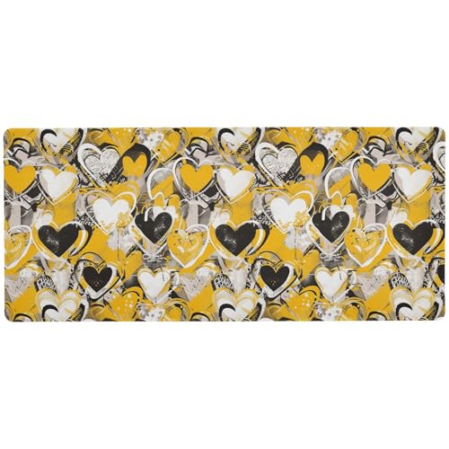 Graffiti Art Herzen, Gelb, dünnes Mauspad für Schreibtisch für Schreibtische, glatte Matte für Tastatur und Tiere, 80 x 30 cm Graffiti Art Herzen, Gelb, dünnes Mauspad für Schreibtisch für Schreibtische, glatte Matte für Tastatur und Tiere, 80 x 30 cm von KLL