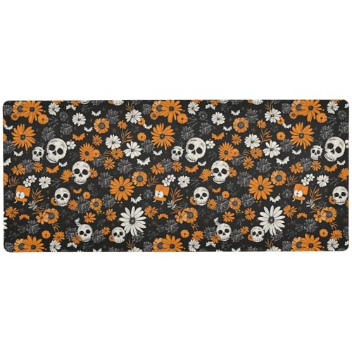 Großes Mauspad mit Blumen und Halloween-Elementen, Gaming für den Schreibtisch, praktische, kleine Schreibtischunterlage für Tastatur und Tier, 80 x 30 cm Großes Mauspad mit Blumen und Halloween-Elementen, Gaming für den Schreibtisch, praktische, kleine Schreibtischunterlage für Tastatur und Tier, 80 x 30 cm von KLL