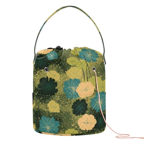 Grüne Blätter, Retrogarn-Tragetasche mit Löchern, Strickprojekt-Tasche für Kunstbedarf, Zubehör, Para, Bolsos, Häkeln Grüne Blätter, Retrogarn-Tragetasche mit Löchern, Strickprojekt-Tasche für Kunstbedarf, Zubehör, Para, Bolsos, Häkeln von KLL