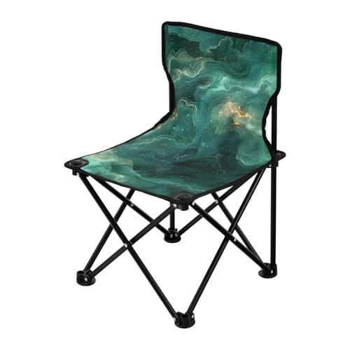 Grüner goldener Luxus-Marmor-Textur, verstaubare Strandstühle für Erwachsene, ultraleichter Klappstuhl mit Tragetasche, Outdoor-Stuhl für Angeln, Sport von KLL