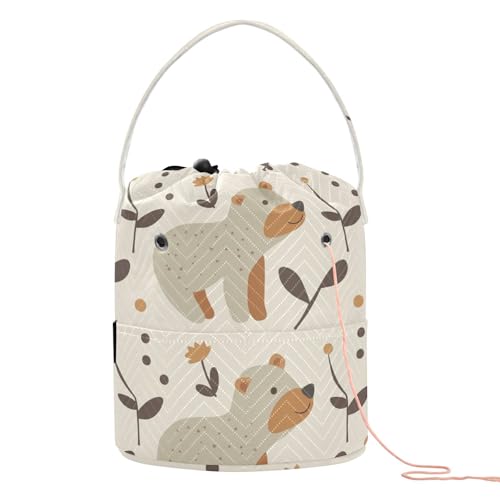 Häkelgarn-Tasche im Bohemian-Stil, Cartoon-Bär, mit Löchern, Garnaufbewahrung, Organizer für Strickwerkzeuge, Garntrenner, Häkeln Häkelgarn-Tasche im Bohemian-Stil, Cartoon-Bär, mit Löchern, Garnaufbewahrung, Organizer für Strickwerkzeuge, Garntrenner, Häkeln von KLL
