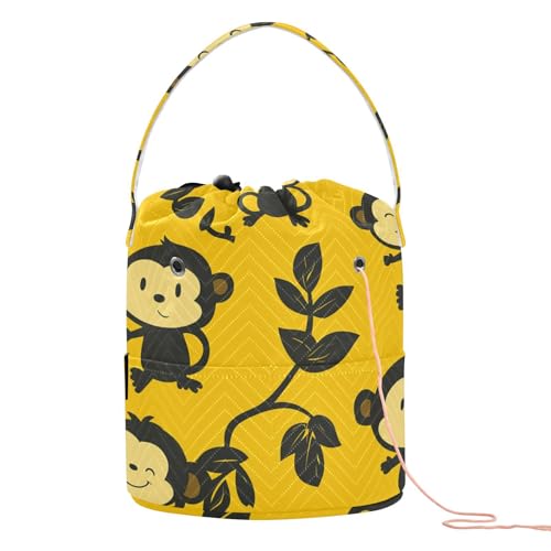 Häkeltasche, Affe, gelb, Cartoon, schwarz, tragbar, für Kunstbedarf, Artikulos para tejer Häkeltasche, Affe, gelb, Cartoon, schwarz, tragbar, für Kunstbedarf, Artikulos para tejer von KLL