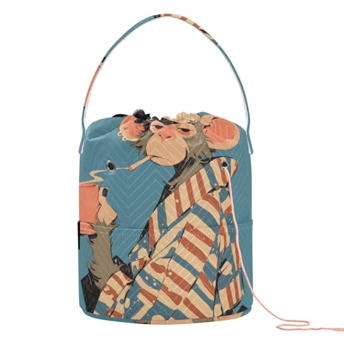 Häkeltasche im Vintage-Affen-Design, tragbar, für Stricknadeln, Bolso Para Tejer Häkeltasche im Vintage-Affen-Design, tragbar, für Stricknadeln, Bolso Para Tejer von KLL