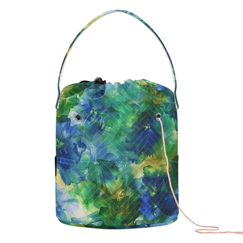 Häkeltasche mit Löchern, für Stricknadeln, blau-grüne Mystery-Blumen Häkeltasche mit Löchern, für Stricknadeln, blau-grüne Mystery-Blumen von KLL