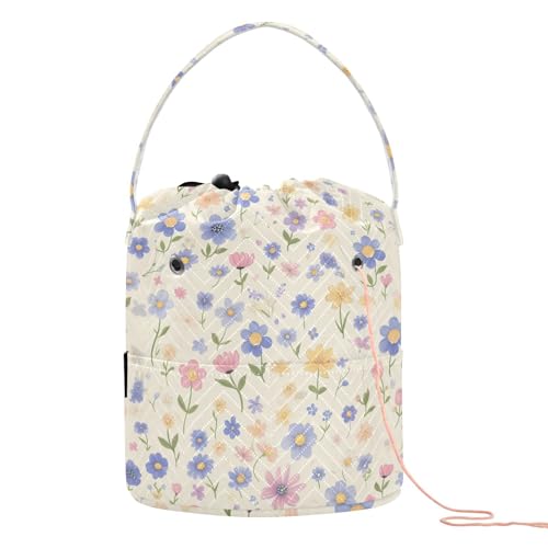 Häkeltasche mit frühlingsfrischen Blumen, mit Löchern, Häkelgarn, Organizer für Stricknadeln, Hilos und Häkeln Häkeltasche mit frühlingsfrischen Blumen, mit Löchern, Häkelgarn, Organizer für Stricknadeln, Hilos und Häkeln von KLL